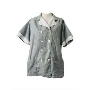 Red Kap Women's Work Shirt Dark Grey Short Sleeve Double Breasted Size Large
